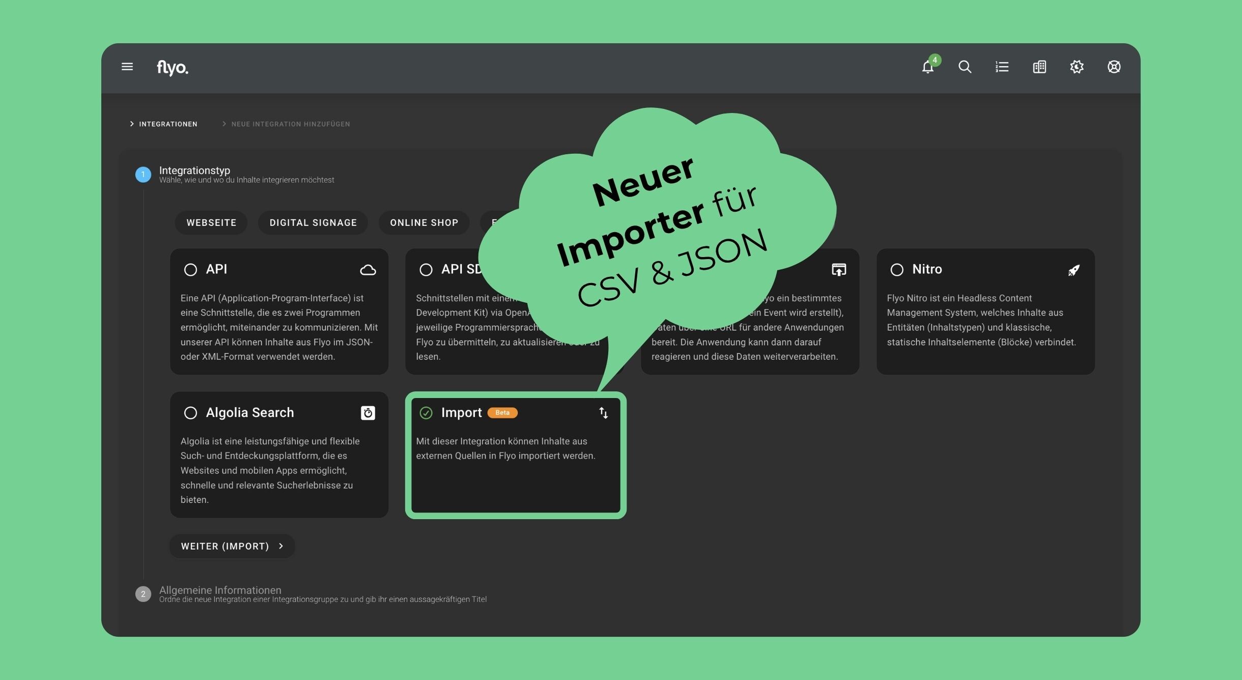 Neue Funktion: Import-Integration
