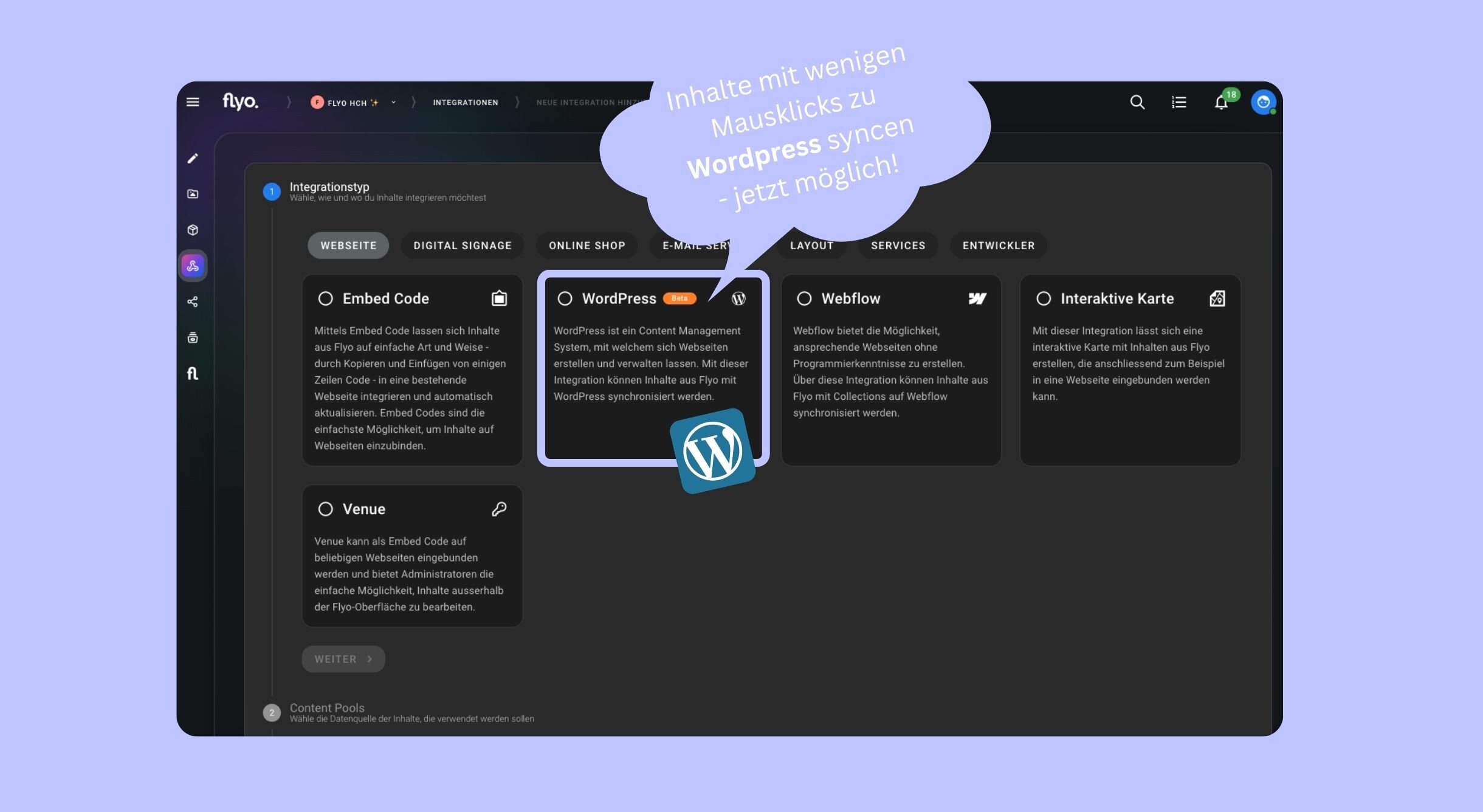 Neu: Flyo-Content zu Wordpress synchronisieren