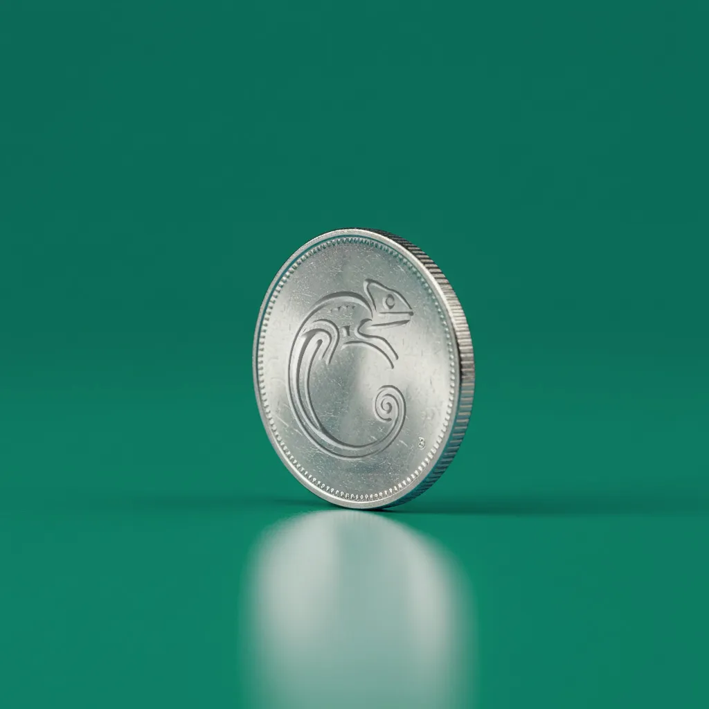 Coin with Cybertivity logo on a green backdrop.