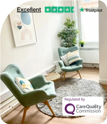 Top at Home Manchester clinic with modern discreet consultation room, rated Excellent on Trustpilot and regulated by the Care Quality Commission (CQC).