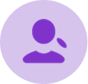 Purple person icon symbolizing professional consultation, medical advice, or patient care.