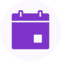 Purple calendar icon representing same-day medical appointments and fast healthcare access.