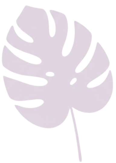 Light purple monstera leaf graphic used as decorative background element in healthcare website design.