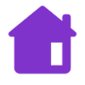 Purple house icon with a black rectangular window.