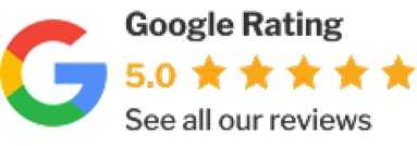 Google 5.0 star rating badge with text ‘See all our reviews.’