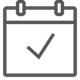 Calendar icon with a check mark representing a scheduled or confirmed event