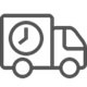 Delivery truck icon with clock representing fast or scheduled delivery