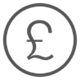 British pound currency icon representing payment or pricing in GBP