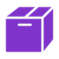 Purple box icon symbolizing at-home abortion pills delivery and discreet medical packaging.
