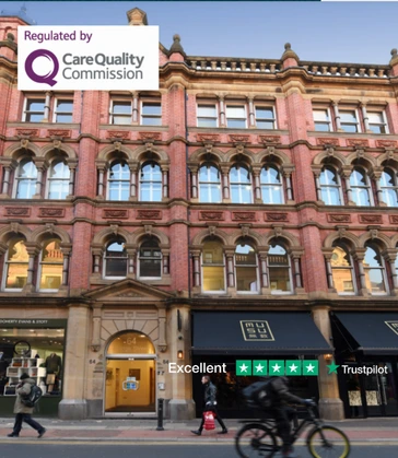 Top at Home Manchester clinic with modern discreet consultation room, rated Excellent on Trustpilot and regulated by the Care Quality Commission (CQC).