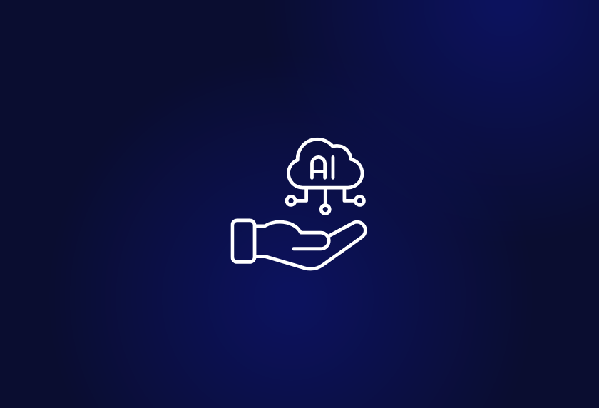 Illustration of a hand holding a cloud labeled ‘AI’, symbolizing artificial intelligence growth and uncertainty: visual accompanying the article ‘Are We Living Through the AI Bubble?’ by L40.