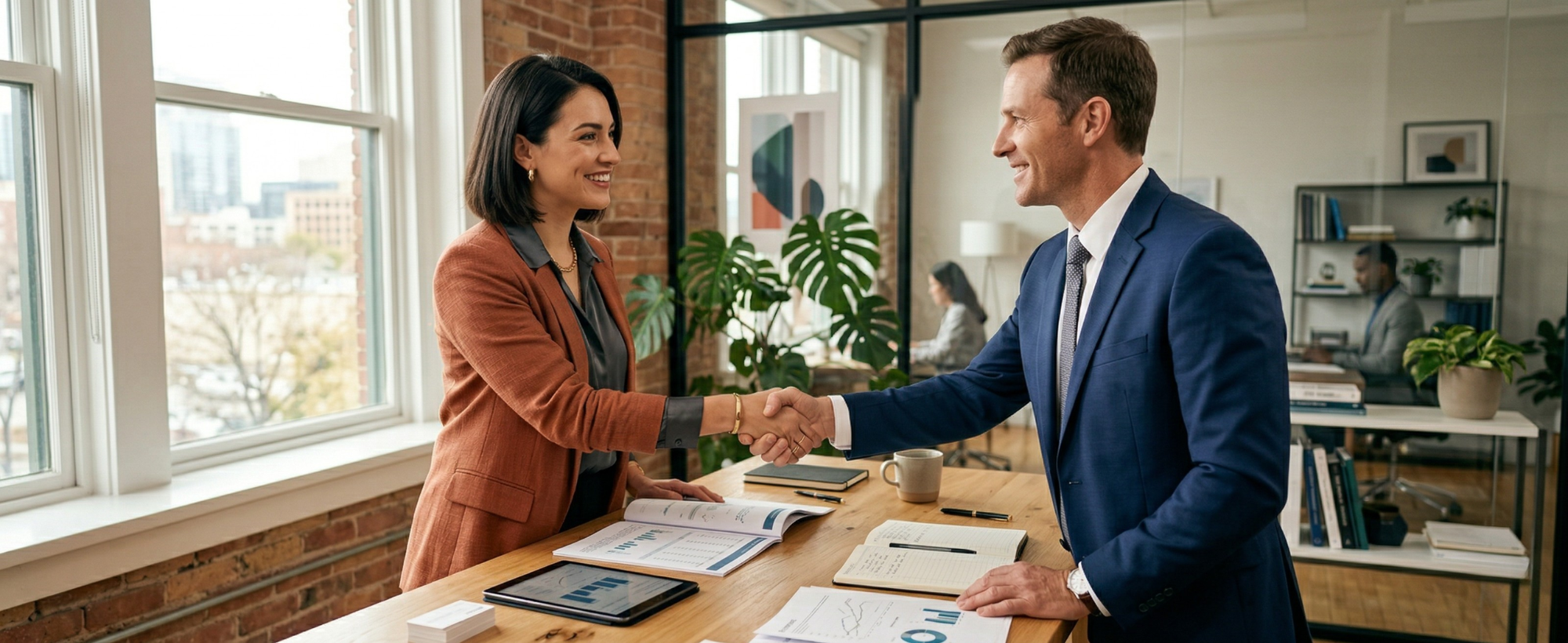 Small business owner reviewing cash flow documents and financial charts in their shop