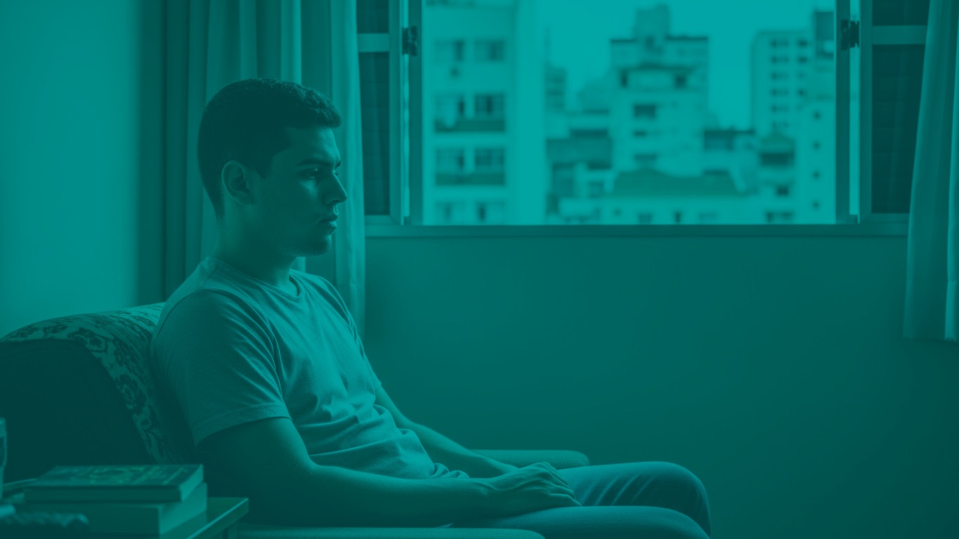 Homem sofrendo de depressão.