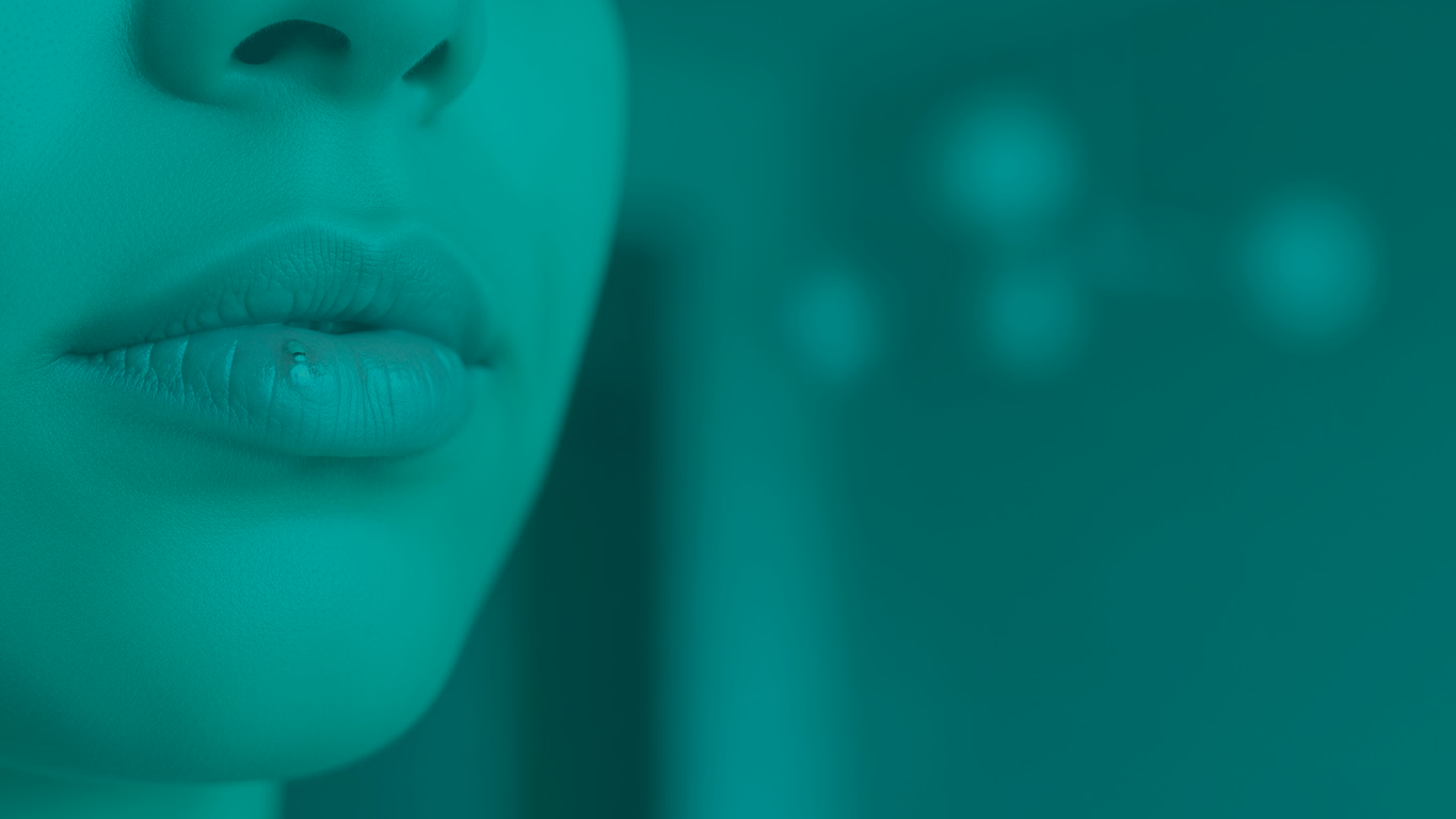 Mulher sofrendo com herpes.