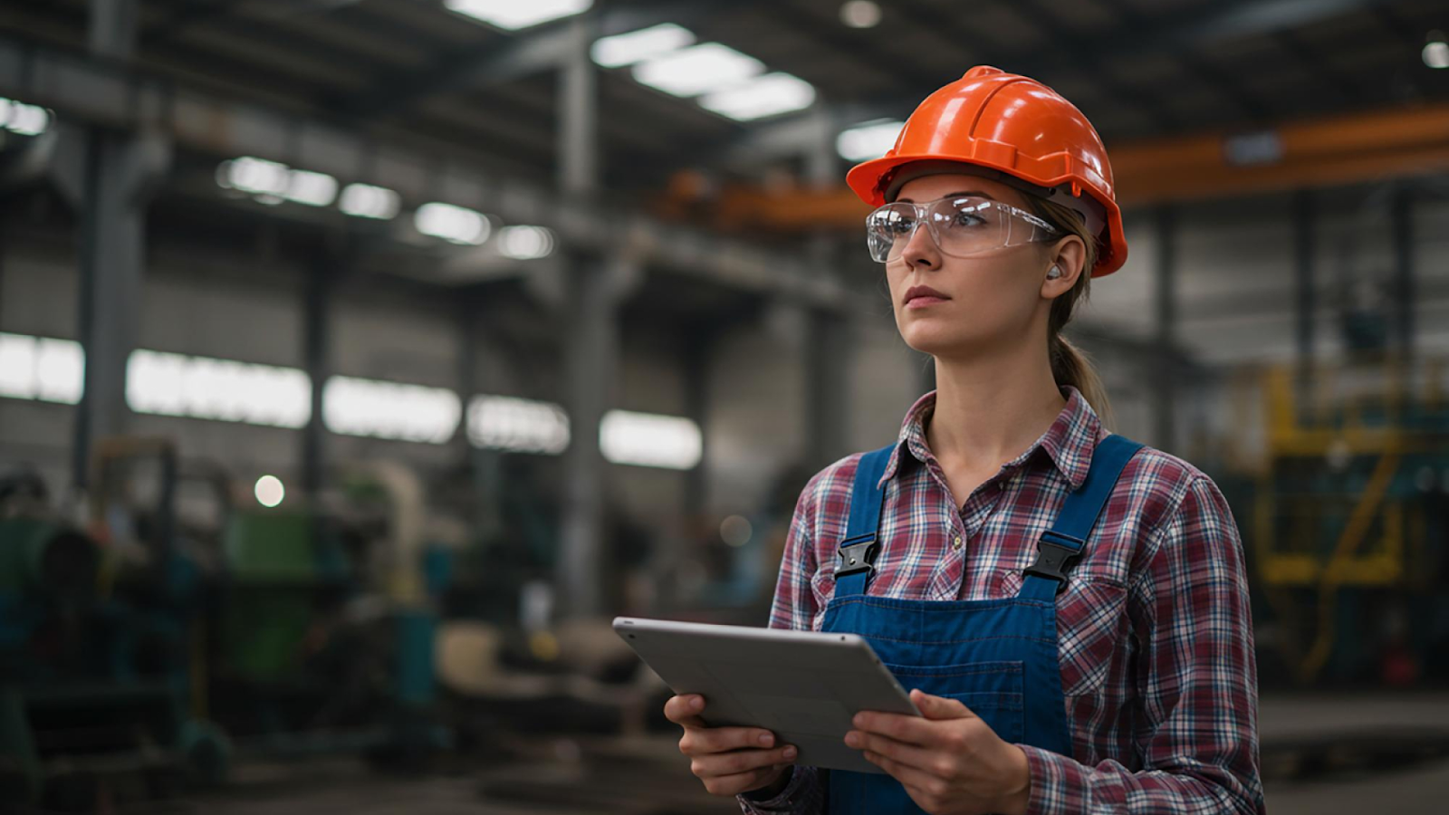  A frontline worker reviews time and overtime alerts on a tablet as part of an overtime management control system.