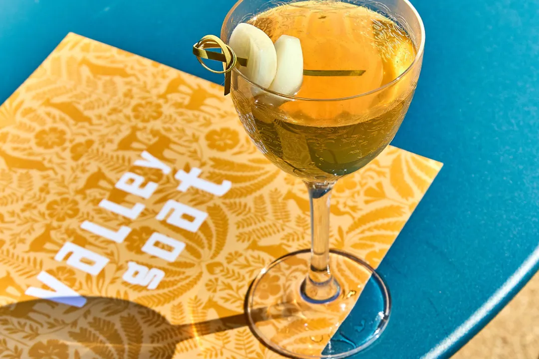 cocktail on table at valley goat