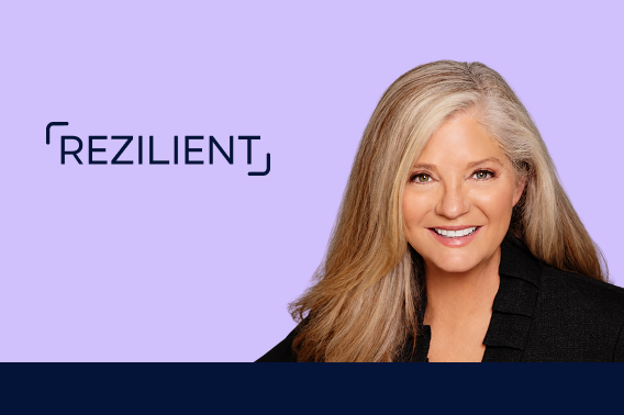 Lisa Ness, Chief Revenue Officer of Rezilient Health, next to the Rezilient logo.