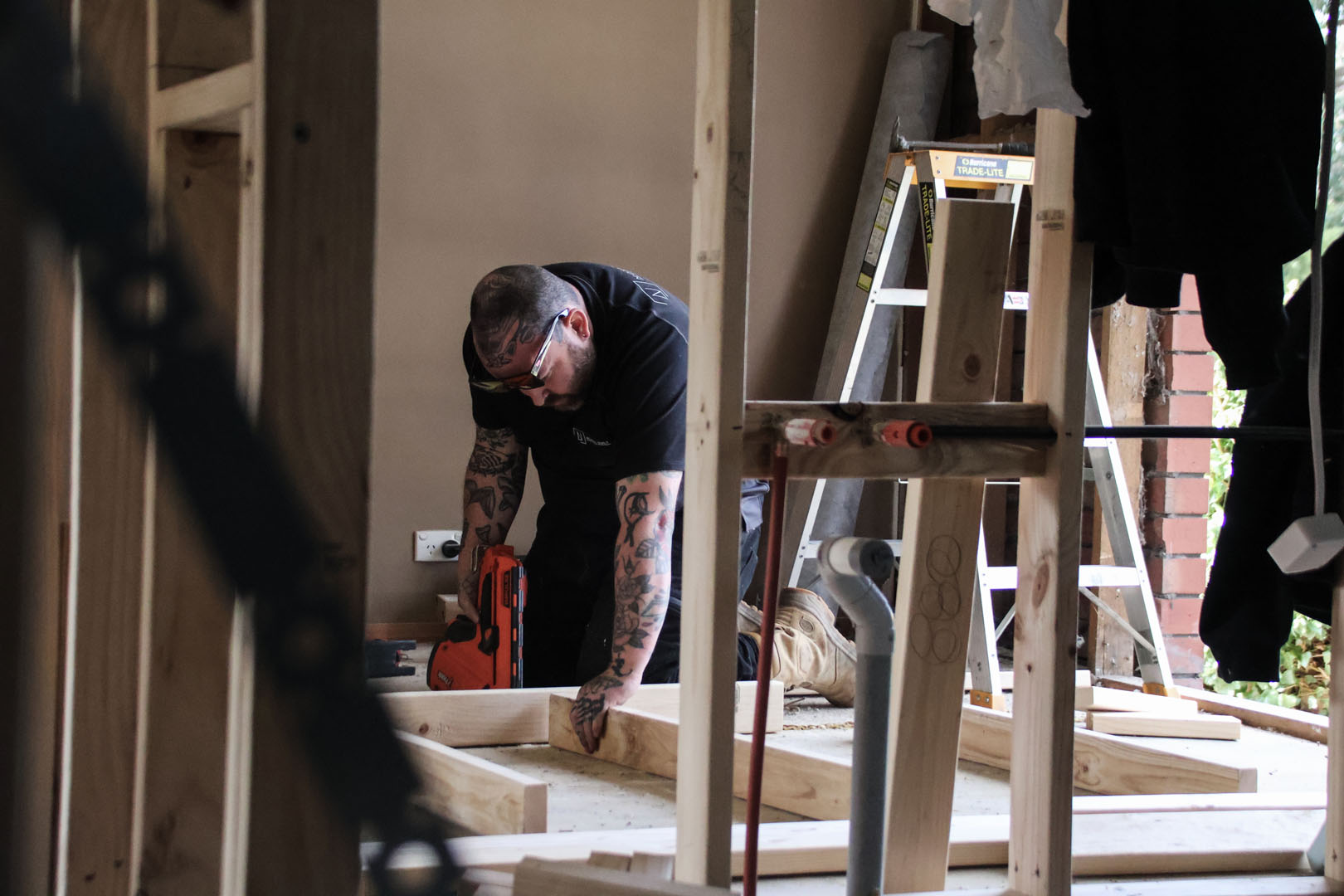 house interior with Tom from Nomac Built working on Hobart bathroom renovation