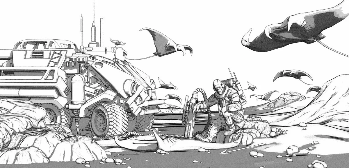 pablo-munoz-gomez-zbrush-2019-hunter-of-the-flying-stingrays-zbrush-linework.jpg [jpg-to-webp output image]