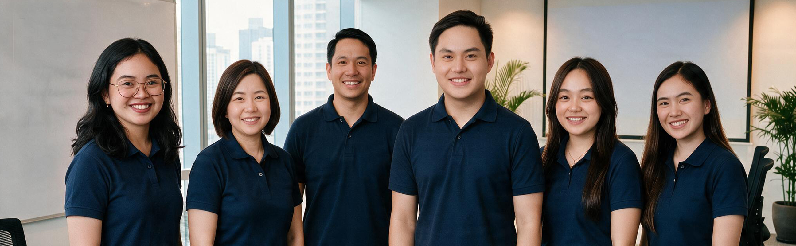 A group of male and female EDGE tutors that are happy with a stable and fulfilling work from home online ESL careers