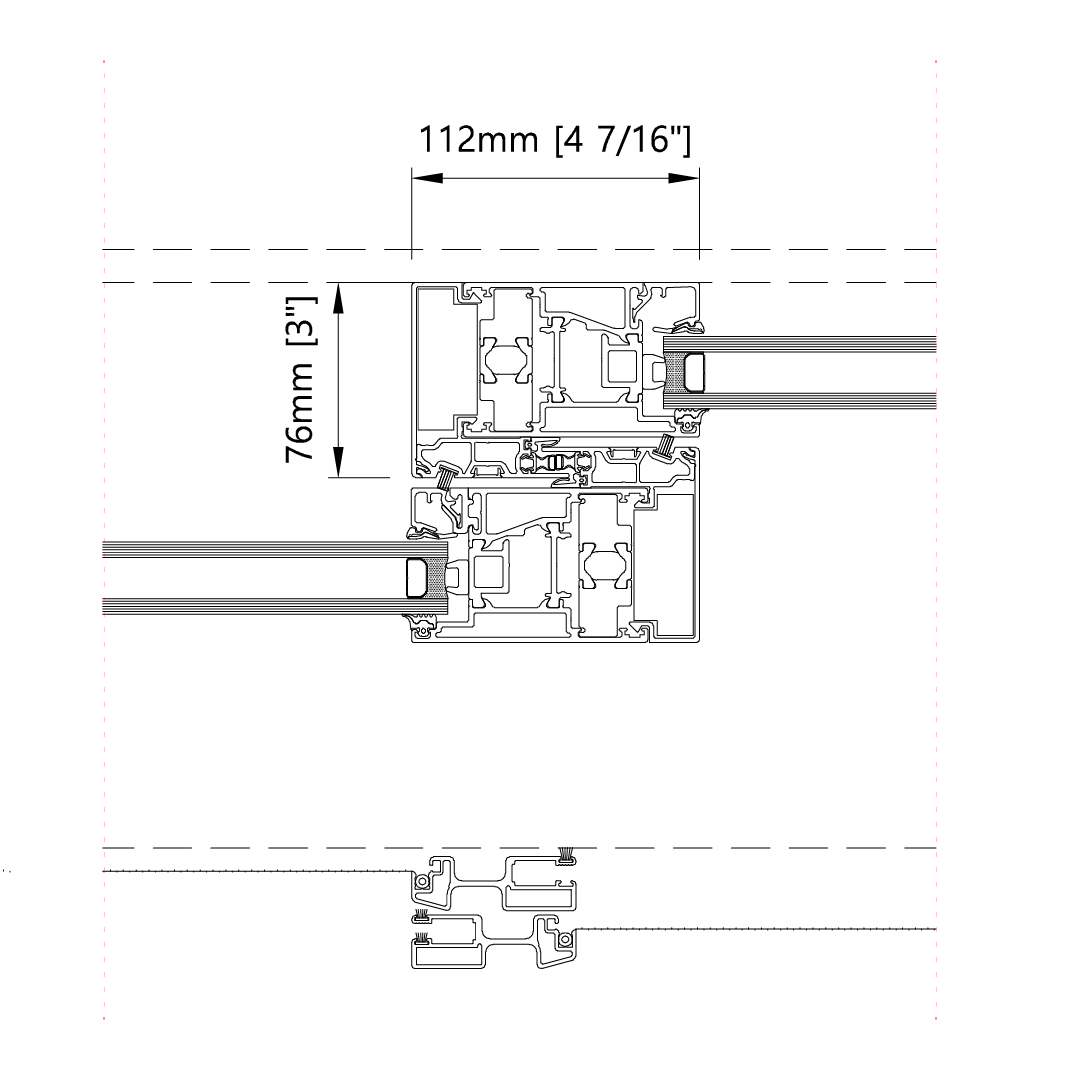 Detail Drawing: Meeting section - Horizontal Three/Six Panel L&S Door with FS