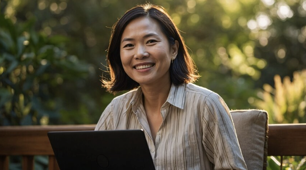 woman on computer