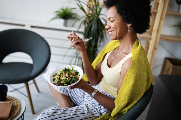 woman enjoying a salad