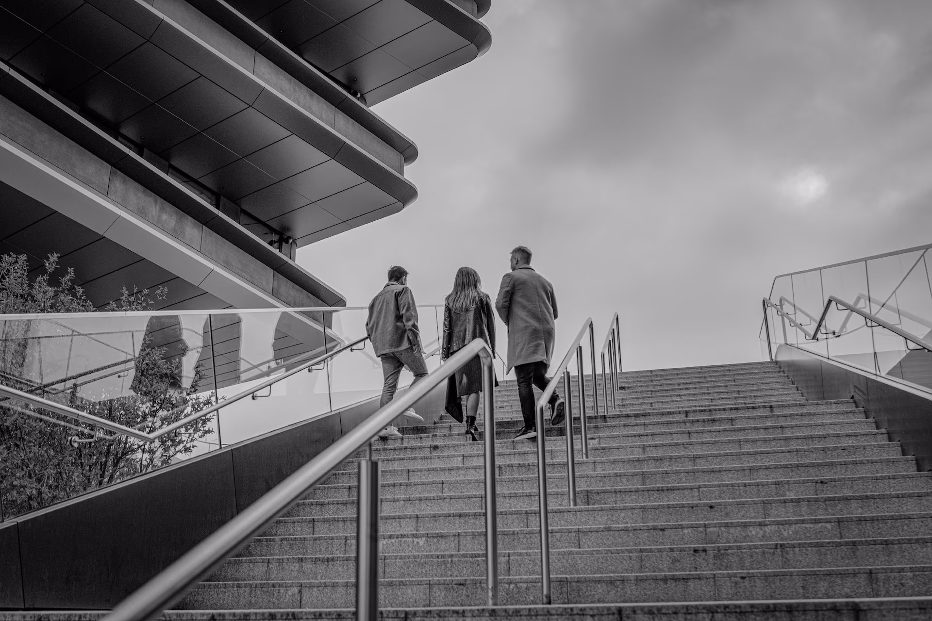 Presto Tech Horizons Team members stepping up stairs in Prague. 