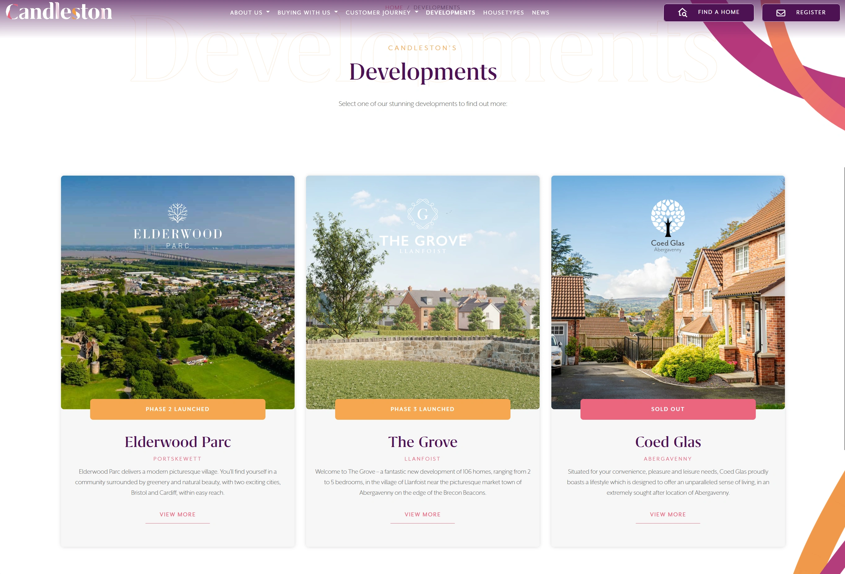 Candleston Homes Corporate Website