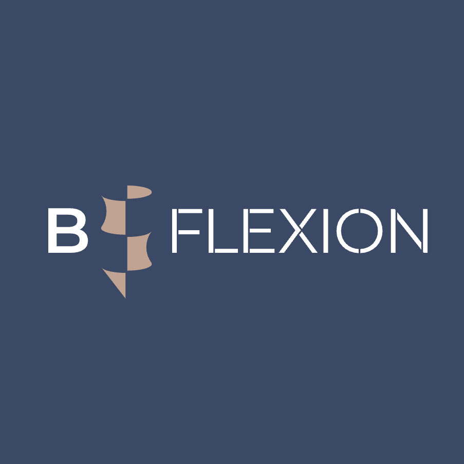 B-FLEXION logo on a blue background