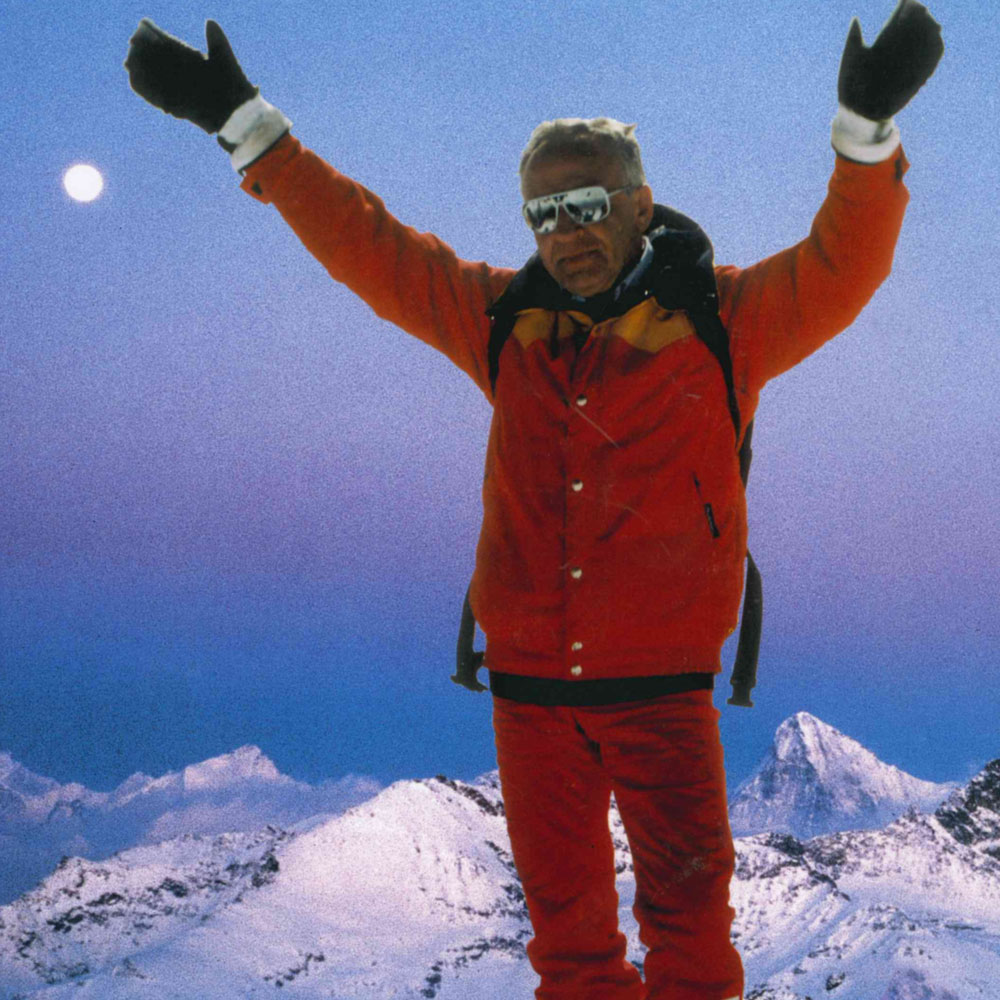 Fabio Bertarelli at the top of the mountain in snow