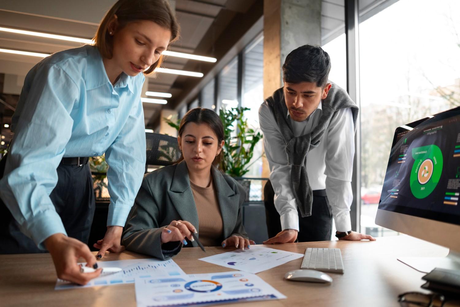 company-employees-analysing-data