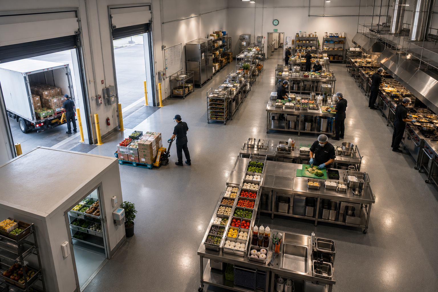 The Central Kitchen Model, In this model, the brand utilizes a Central Kitchen or production facility to handle the "heavy lifting" of food preparation.