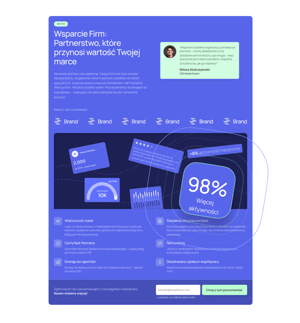 Podgląd zaprojektowanej sekcji dla firm