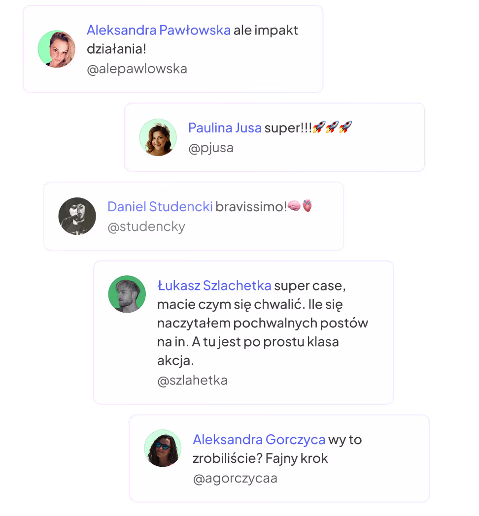 Podgląd zaprojektowanej sekcji z notyfikacjami