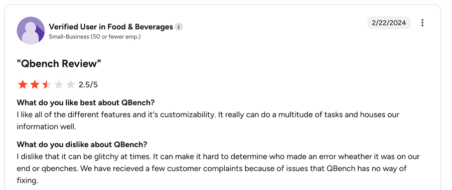User feedback on QBench LIMS