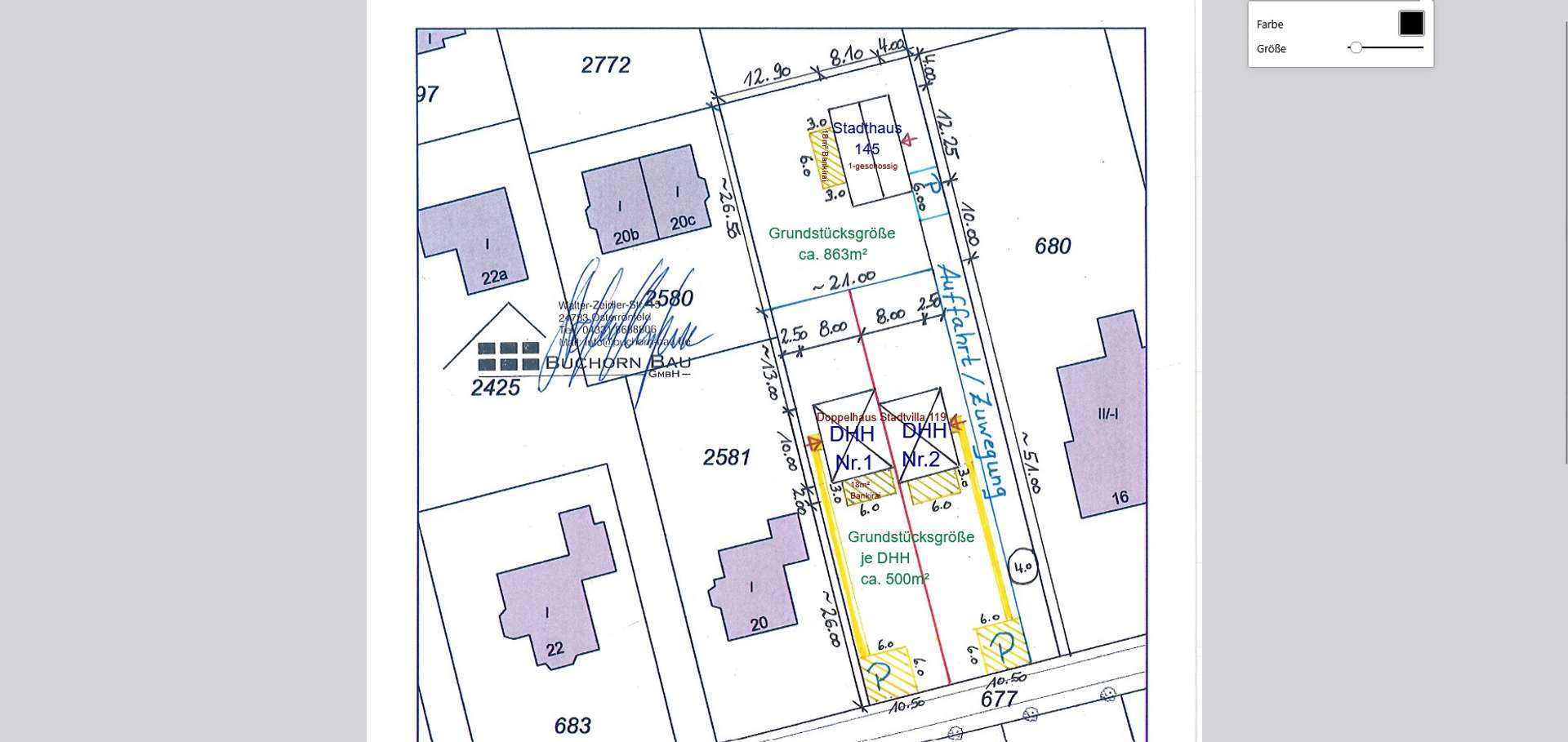Lageplan Neubauprojektierung