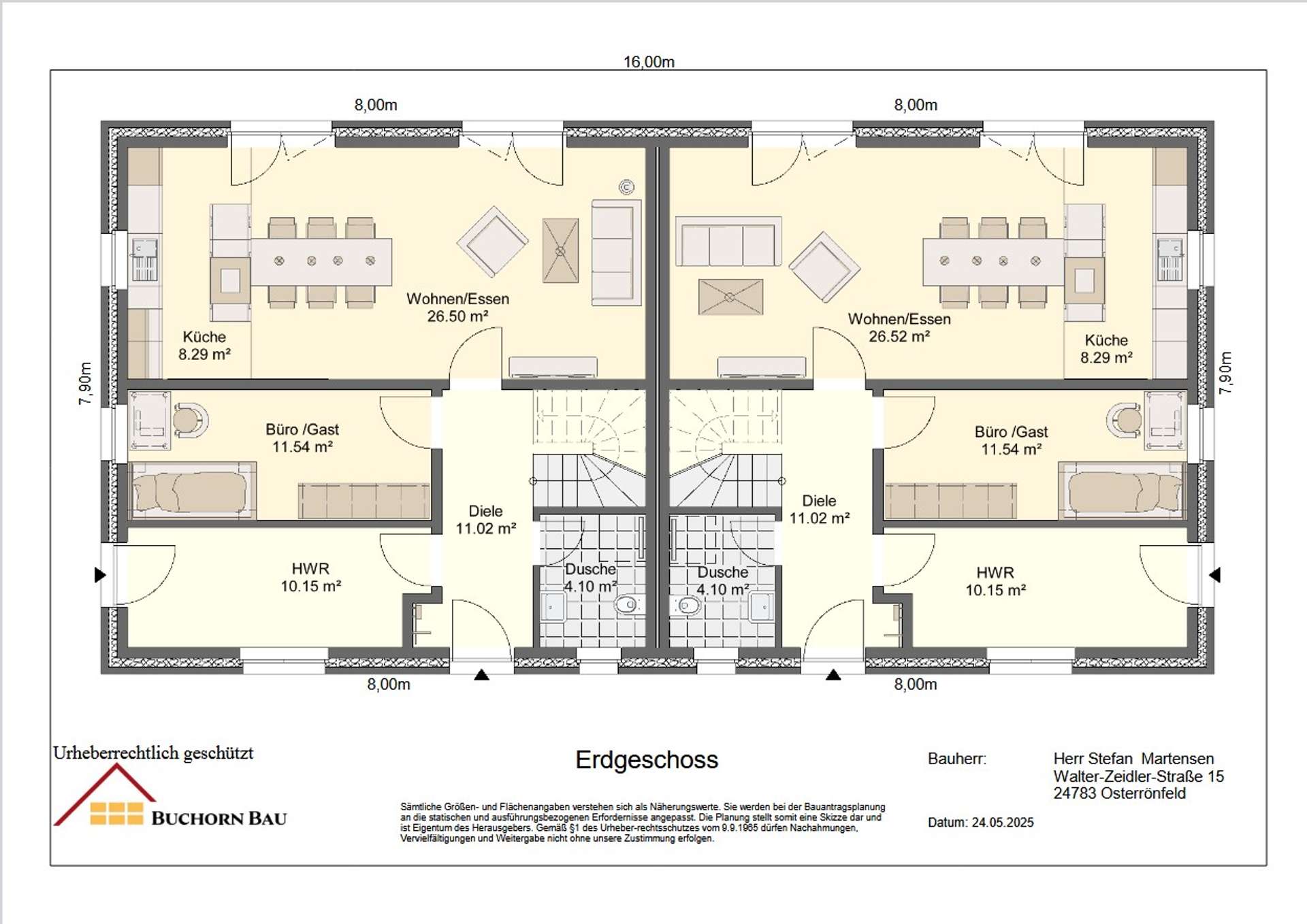 Grundrissentwurf EG_Doppelhaus