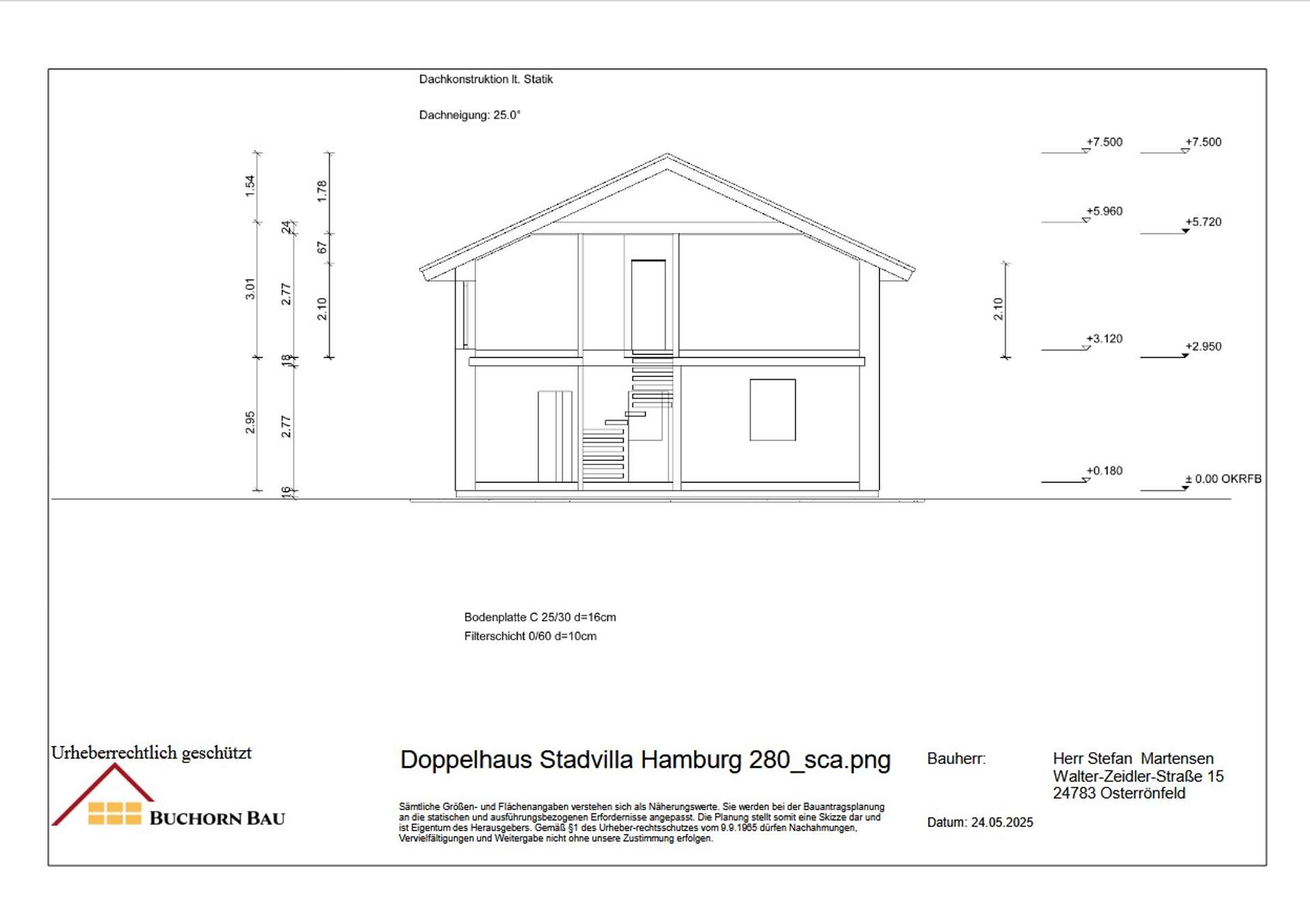 Schnittzeichnung 1-geschossige