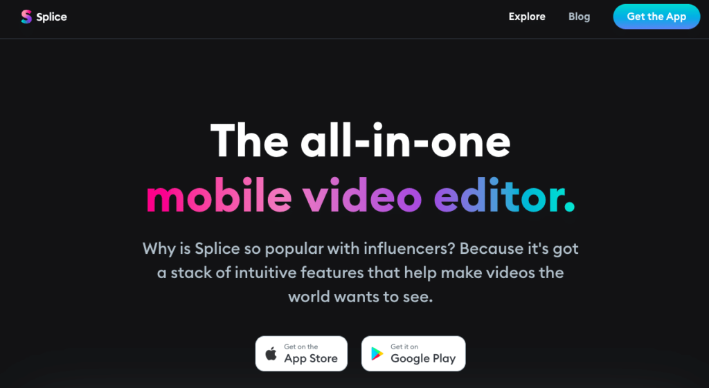 mobile app video editor screenshot of Splice