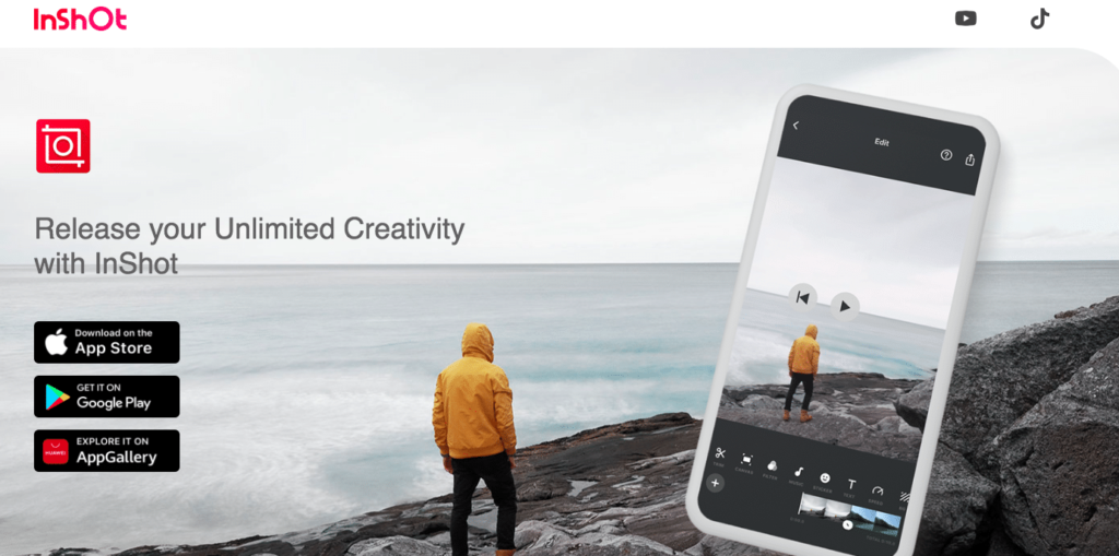 screenshot of InShot editing app home page
