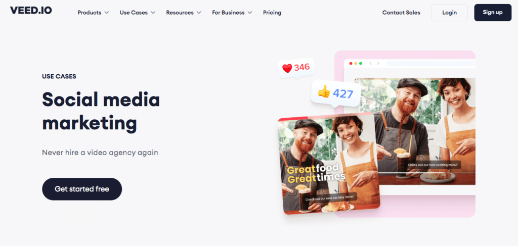 screenshot of veed home page
