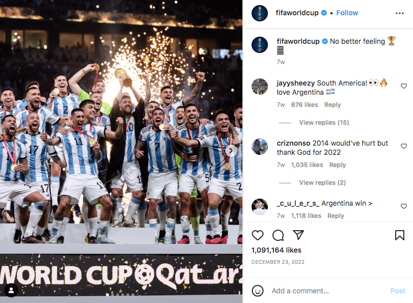 FIFA World Cup event highlight on instagram carousel