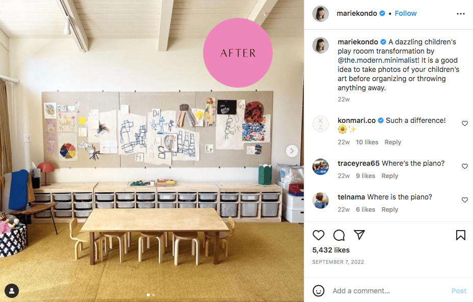 screenshot of before-and-after with @mariekondo