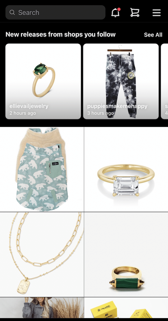 Instagram shop tab