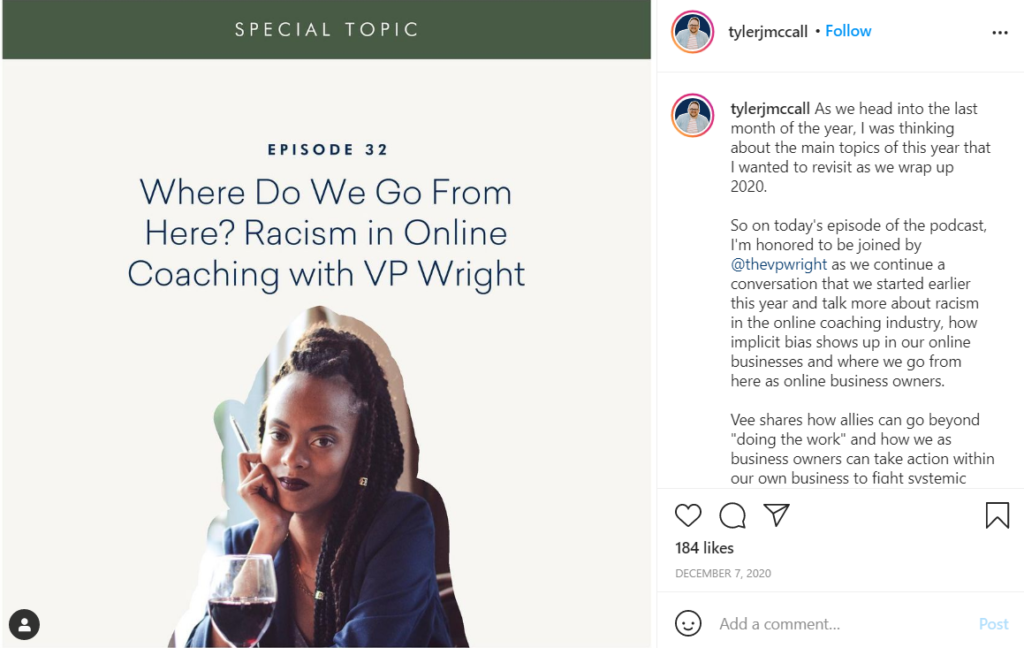 Instagram post on social rights movement
