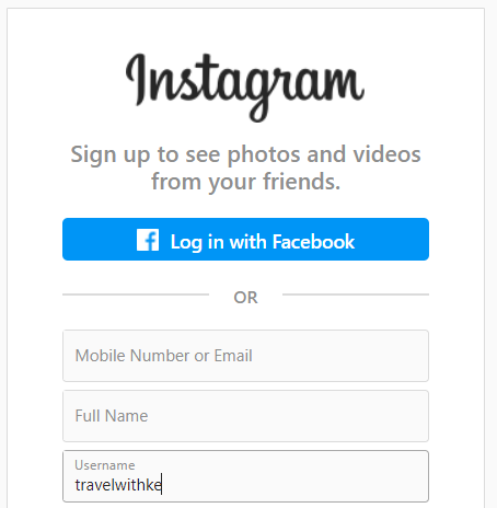 instagram username