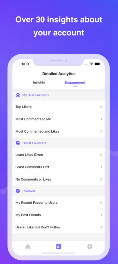 Cleaner For Instagram Pro detailed analytics page