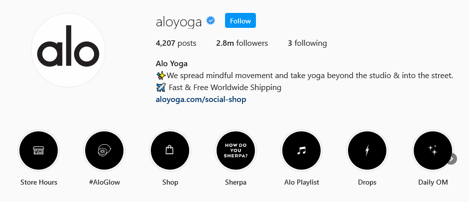 instagram brands alo yoga