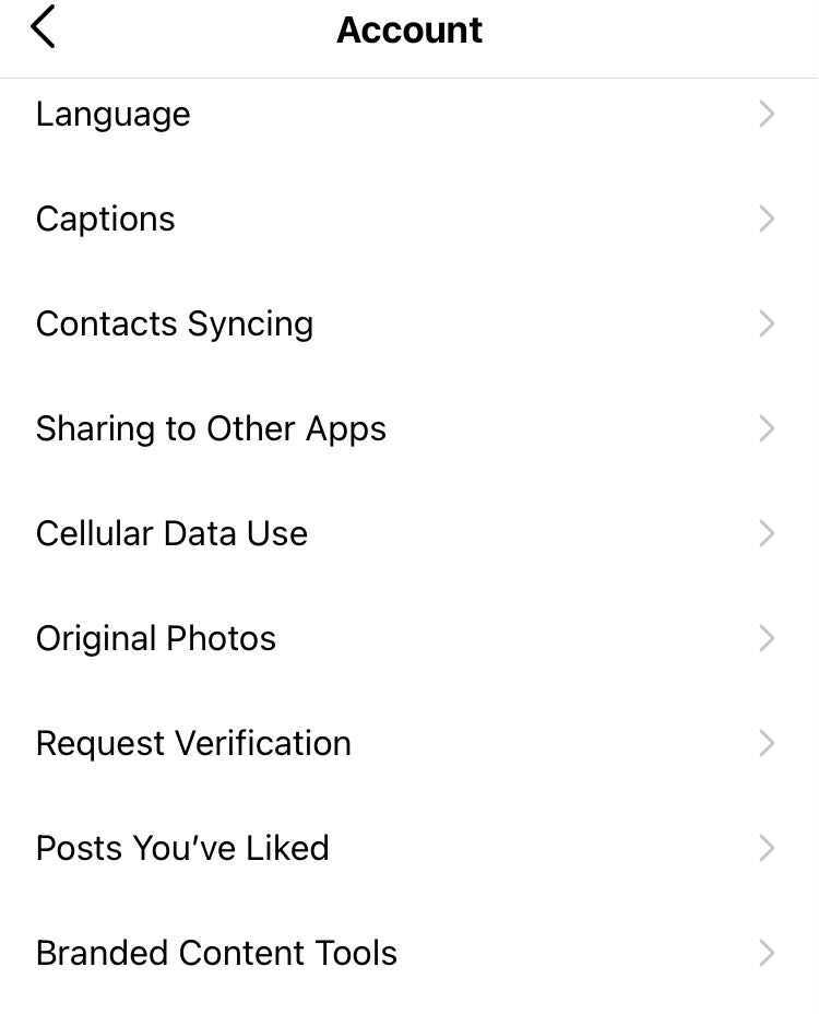 Account settings instagram